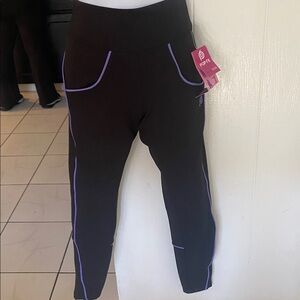 POPFLEX Black Leggings with Purple Accents